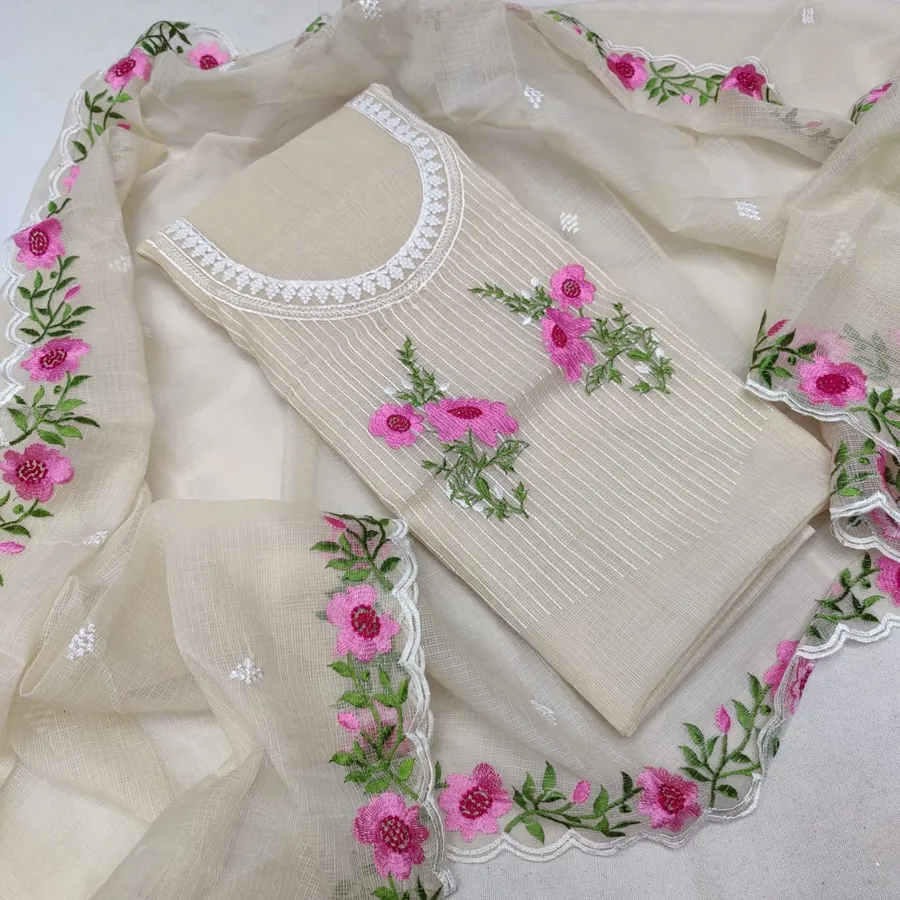 Exclusive Kota Doria Unstitched Dress Material with Dupatta – Lightweight, Elegant & Handcrafted Ethnic Wear for Women